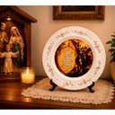 Ver imagem 2 de Prato Decorativo de Porcelana São Miguel Arcanjo com Suporte Oração de Proteção