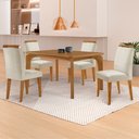 Ver imagem 1 de Mesa de Jantar Liz 120cm Mdf Canto Copo e com 4 Cadeiras Athenas