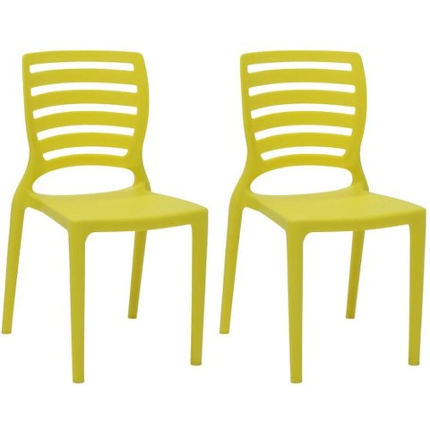 Kit 2 Cadeirinhas Infantis Tramontina Sofia Amarelo Cadeira de Plástico para Crianças +3 Anos