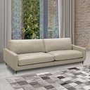 Ver imagem 1 de Sofá Decorativo Isaac 4 Lugares Sala de Estar 270cm Pés em Aço Couro Bege G88 - Gran Belo