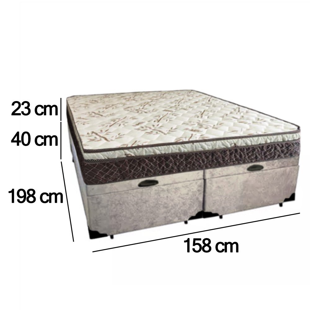 Cama Box Baú Queen Suede Bipartido + Colchão Elegance Ortopédico Espuma D33 Extra Firme 158x198x63 C - 4