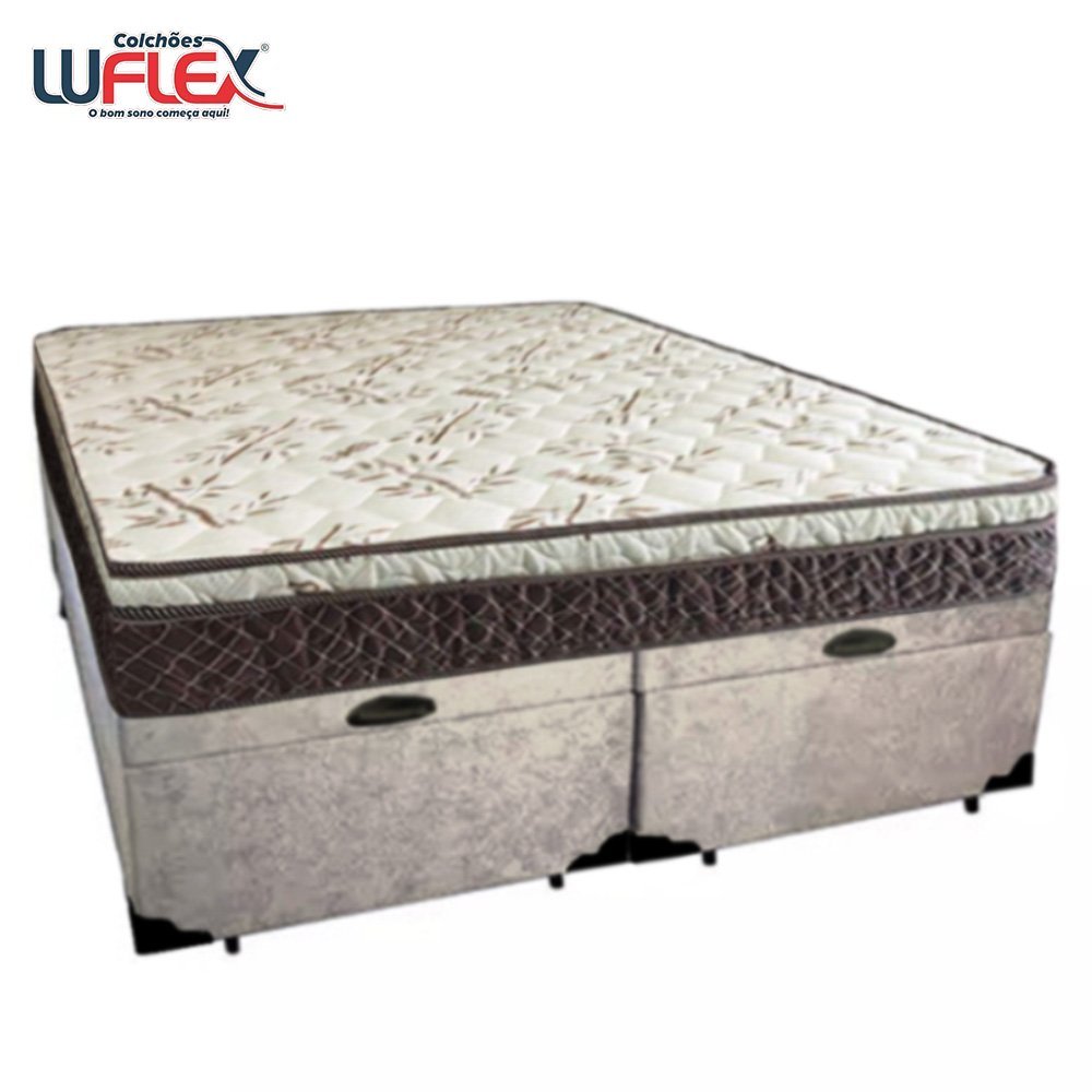 Cama Box Baú Queen Suede Bipartido + Colchão Elegance Ortopédico Espuma D33 Extra Firme 158x198x63 C - 6