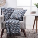 Ver imagem 1 de Manta Decorativa para Sofá Jacquard Turim Azul Fastlar Manta Dupla Face para Sofá 135x250cm