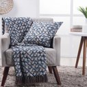 Ver imagem 1 de Manta Decorativa para Sofá Jacquard Turim Azul Fastlar Manta Dupla Face para Sofá 135x250cm