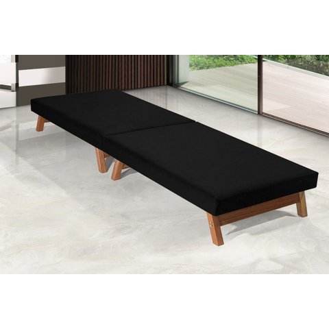 Cama Solteiro Dobrável com Colchão Embutido MDF 80x190cm Preto