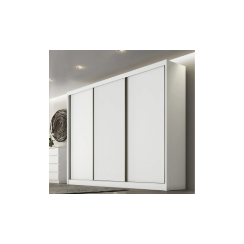 Guarda Roupa Casal 100% MDF 3 Portas de Correr 6 Gavetas 273cm Sollo Branco - Novo Horizonte
