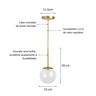 Lustre Pendente Jabuticaba Globo de Vidro Dourado - 3