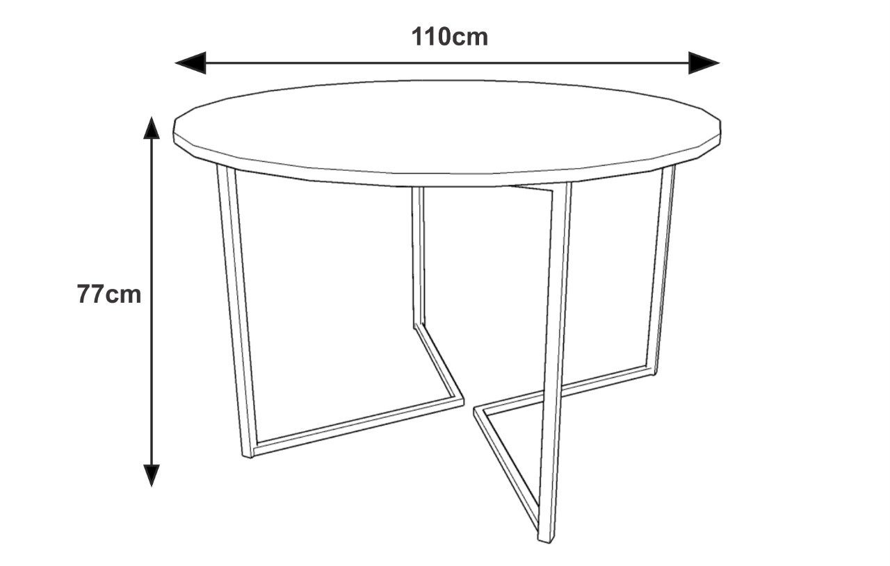 Mesa de Jantar Industrial Base De Ferro Preto em V Tampo 110 Preto - 3