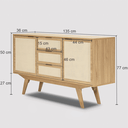 Ver imagem 2 de Balcão Alia 2 Portas 3 Gavetas 135 cm x 36 cm Tauari - Telinha Rattan