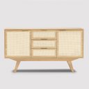 Ver imagem 1 de Balcão Alia 2 Portas 3 Gavetas 135 cm x 36 cm Tauari - Telinha Rattan
