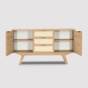 Ver imagem 6 de Balcão Alia 2 Portas 3 Gavetas 100 % MDF Pés de Madeira 135 cm X 36 cm Tauari - Telinha Rattan