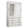 Guarda Roupa Roupeiro Sevilha 2 Portas de Correr 1 Espelho 6 Gavetas Carioca Branco - 1