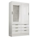 Ver imagem 1 de Guarda Roupa Roupeiro Sevilha 2 Portas de Correr 1 Espelho 6 Gavetas Carioca Branco