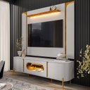 Ver imagem 2 de Painel Tv 75 Pol Marina e Rack com Led 180cm Ricky Off/naturalle B02 - Mpozenato
