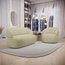 Ver imagem 2 de Kit 02 Poltronas Giratória e 01 Sofá Orgânico Glee 03 Lugares 170cm Linho Bege - Abmaza
