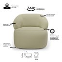 Ver imagem 3 de Kit 02 Poltronas Giratória e 01 Sofá Orgânico Glee 03 Lugares 170cm Linho Bege - Abmaza