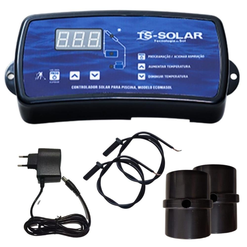 KIT AQUECIMENTO SOLAR PISCINA 2 PLACAS 4MT CONTROL+VALVS - 4