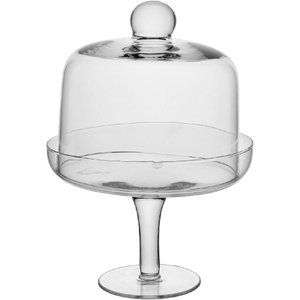Prato Bolo Boleira Redondo com Pé Home&co com Tampa Vidro 15x18x18cm Transparente
