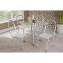Ver imagem 1 de Kit 4 Cadeiras Sala Jantar Volga C/ Tampo de Vidro 90cm e 4 Cadeiras Holanda Cromada - Courano