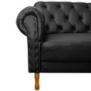 Ver imagem 4 de Sofá Chesterfield 2 Lugares Pés Luís Xv Capitonê Corino Preto:corino Preto