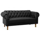Ver imagem 2 de Sofá Chesterfield 2 Lugares Pés Luís Xv Capitonê Corino Preto:corino Preto