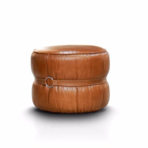 Puff Zarina Couro Caramelo 50cm - 70028
