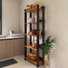 Armario Multiuso Organizador para Cozinha com Prateleiras Preto-nature Preto-nature - 3