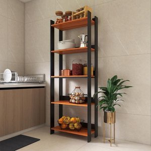 Armario Multiuso Organizador para Cozinha com Prateleiras Preto-nature Preto-nature