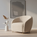 Ver imagem 1 de Poltrona Decorativa Orgânica Luxo Recepção Nuvem - Zahav:bouclê/bege