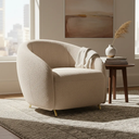 Ver imagem 4 de Poltrona Decorativa Orgânica Luxo Recepção Nuvem - Zahav:bouclê/bege