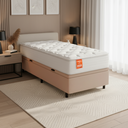 Ver imagem 2 de Cama Box Baú Colchão Solteiro Molas Ensacadas Real 88x188x68cm Branco / Bege Inducol