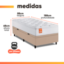 Ver imagem 3 de Cama Box Baú Colchão Solteiro Molas Ensacadas Real 88x188x68cm Branco / Bege Inducol