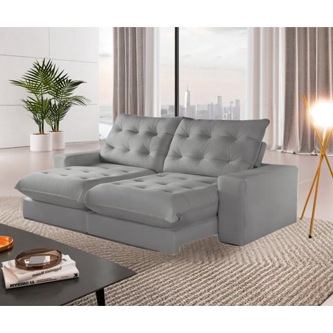 Sofá Retrátil e Reclinável Milão 2,30m com Super Pillow de 30cm com Molas Pocket - Movenzo Estofados