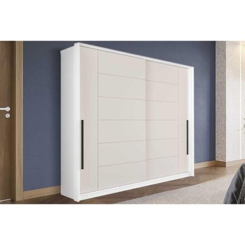 Guarda Roupa 2 Portas de Correr e 2 Gavetas Lisboa Branco/creme - Politorno