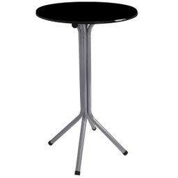 Mesa Bistrô Alto Cinza com Tampo Redondo Preto - 1