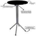 Ver imagem 4 de Mesa Bistrô Alto Cinza com Tampo Redondo Preto