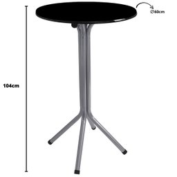 Mesa Bistrô Alto Cinza com Tampo Redondo Preto - 3