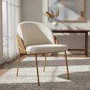 Ver imagem 2 de Cadeira Poltrona Decorativa Nuvem Premium Orgânico:bouclé Off White Courino Sintético Marrom