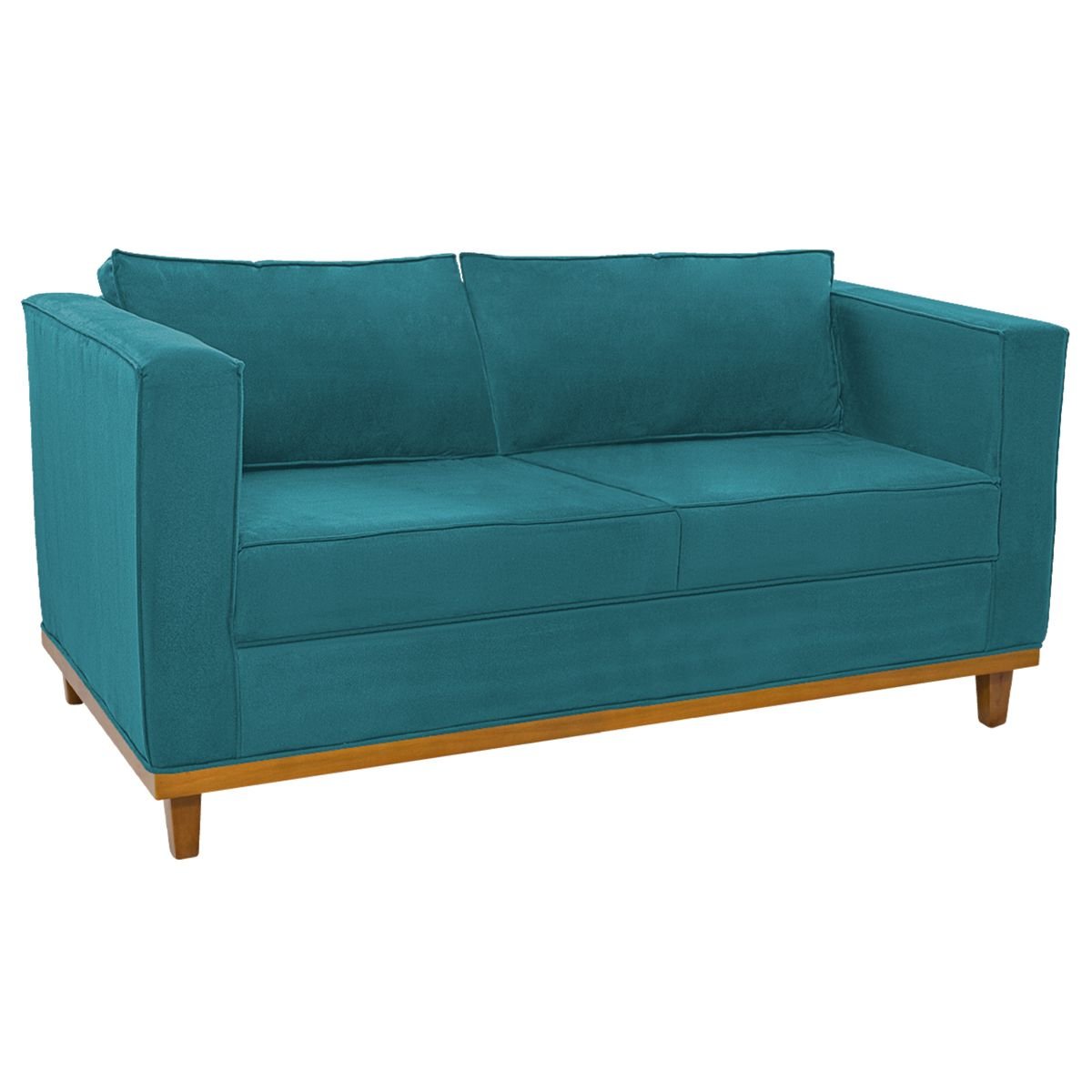 Sofá 2 Lugares Europa Suede Azul Turquesa ADJ Decor