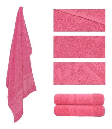 Kit 2 Toalhas De Banho Gigante Banhão Algodão Alta Absorção - Pink - 2