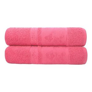 Kit 2 Toalhas De Banho Gigante Banhão Algodão Alta Absorção - Pink