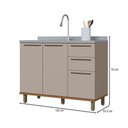 Ver imagem 3 de Balcão de Cozinha para Pia 120cm Munique 2 Portas 3 Gavetas Camurça - Indekes