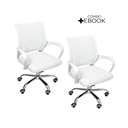 Ver imagem 2 de Kit 2 Cadeiras de Escritório Begonia Mesh Ergonômico Branco + E-book