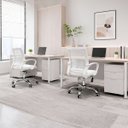 Ver imagem 1 de Kit 2 Cadeiras Begônia Ergonômica Tela Mesh Apoio Lombar até 120kg Branco