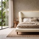 Ver mais imagens de Cama Box Base King com Cabeceira Mochi 193x203 Estofada Orgânica Japonesa Linho Bege - Desk Design