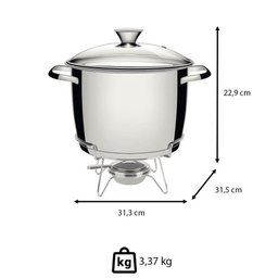 Rechaud Tramontina Allegra em Aço Inox Fundo Triplo com Fogareiro e Tampa de Vidro 7,8 L 65650684 - 3