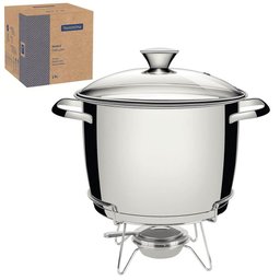 Rechaud Tramontina Allegra em Aço Inox Fundo Triplo com Fogareiro e Tampa de Vidro 7,8 L 65650684 - 8