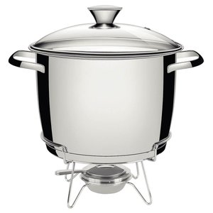 Rechaud Tramontina Allegra em Aço Inox Fundo Triplo com Fogareiro e Tampa de Vidro 7,8 L 65650684