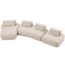 Ver imagem 1 de Sofá 6 Lugares com Chaise para Sala de Estar Living 435cm Shape T03 Veludo Bege - Lyam Decor