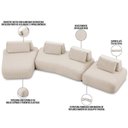 Ver imagem 4 de Sofá 6 Lugares com Chaise para Sala de Estar Living 435cm Shape T03 Veludo Bege - Lyam Decor